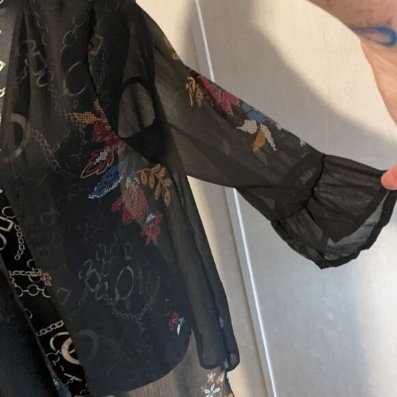 EYESHADOW Sheer Black Needlepoint‎ Coverup Women's Small - Picture 3 of 4